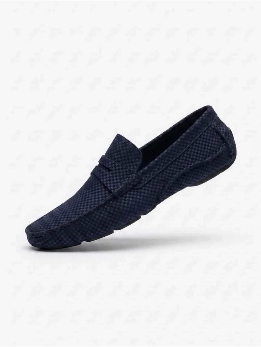 Bugatchi Navy Woven Suede Penny Loafers